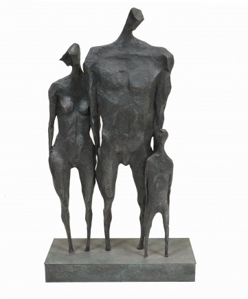 Bronze Family Figurine Modernist Abstract Art Statue Giacometti