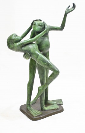 Bronze Frog Statue Salsa Toad Dancer Dance