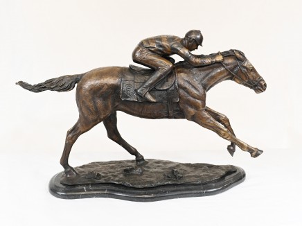 Bronze Horse and Jockey Statue After PJ Mene Steeplechase