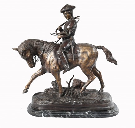 Bronze Hunter on Horse Statue - French Statue Casting