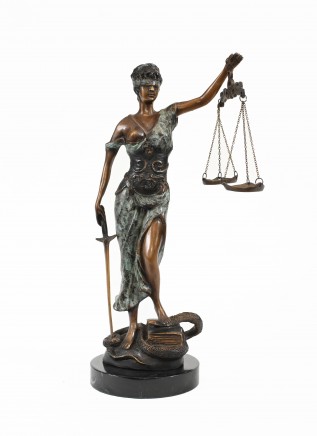 Bronze Lady Justice Figurine Law Scales Statue Old Bailey