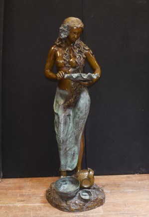 Bronze Maiden Fountain Statue - Semi Nude Female Water Feature