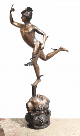 Bronze Mercury Statue - Large Italian Hermes Classic Myth Figurine After Giovanni Bologne