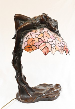 Bronze Tiffany Lamp Art Nouveau Female Nude Light