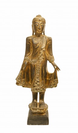 Burmese Carved Buddha Statue Buddhism Standing