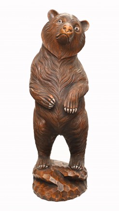 Carved Black Forest Bear Statue Cub