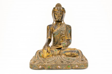 Carved Buddha Statue - Nepalese Meditation Buddhist Sculpture