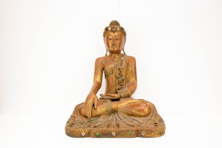 Carved Nepalese Buddha Statue - Seated Meditation Pose Buddhism Sculpture
