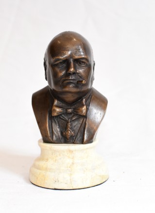 Bronze Bust Winston Churchill Britain Prime Minister