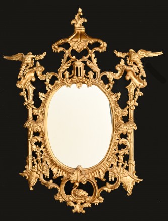 Chinese Chippendale Gilt Mirror Ho Ho Birds
