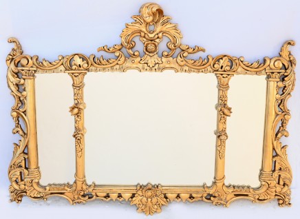 Chippendale Mantle Mirror Gilt Ornate Frame Glass