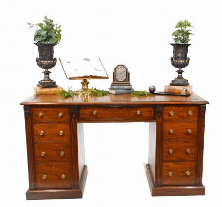 Edwardian Pedestal Desk Mahogany Writing Table 1910
