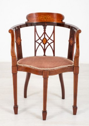 Edwardian Tub Chair Inlay Antique 1900