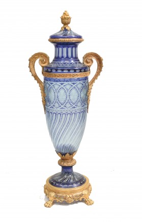 Empire Glass Cut Glass Urn Amphora Vase