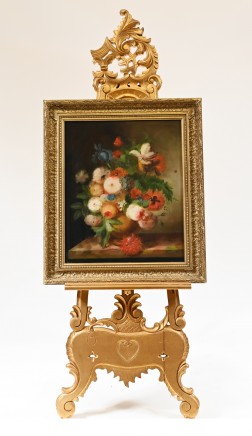 English Still Life Oil Painting Victorian Floral Spray Gilt