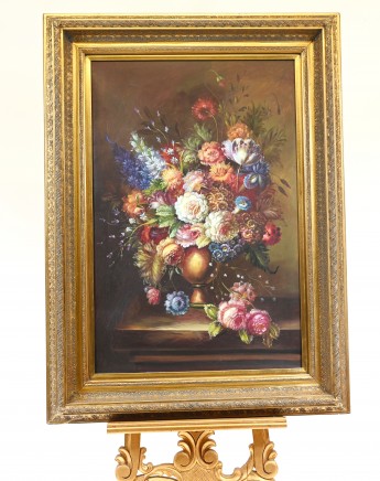 Floral Still Life Oil Painting Edwardian Art Gilt Frame
