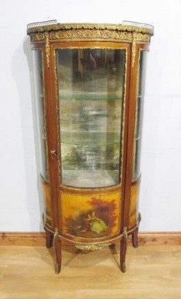 French Antique Vitrine Painted Vernis Martin Display Cabinet 1880