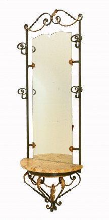 French Art Nouveau Mirror Shelf Hanging Iron