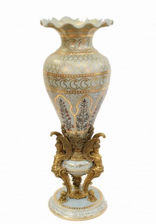 French Art Nouveau Porcelain Vase - Winged Caryatid