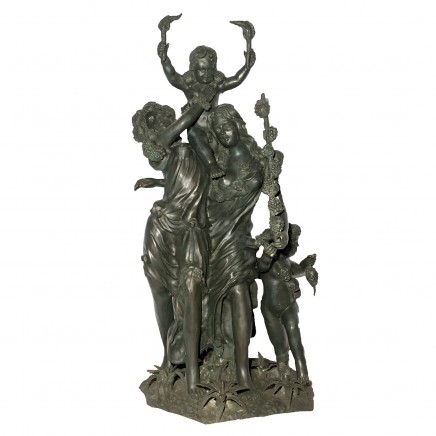 French Bronze Cherub Maiden Statue Spring after Clodion Garden Casting