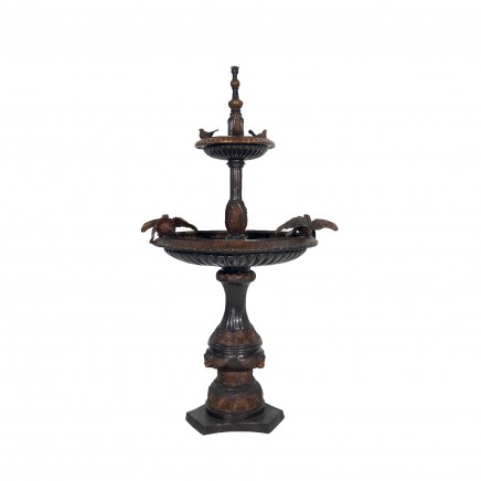 French Bronze Garden Fountain Doves Water Feature