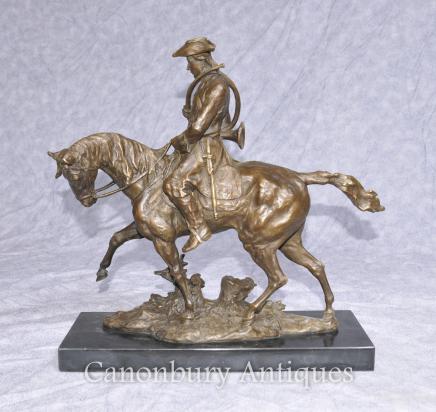 French Bronze Hunter Statue - Horse Casting Huntsman Horseback Sculpture