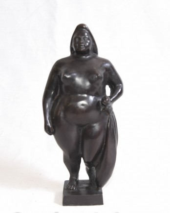 French Bronze Semi Nude Female Statue Botero Erotica