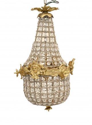 French Chandelier Empire Ormolu Glass Light