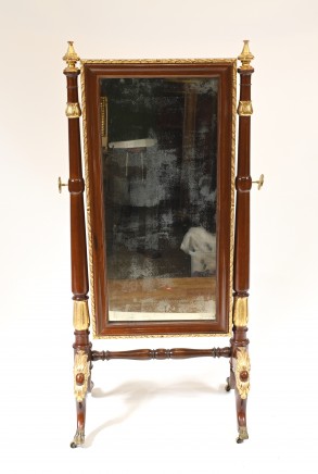 French Cheval Mirror Mahogany Gilt Antique 1890