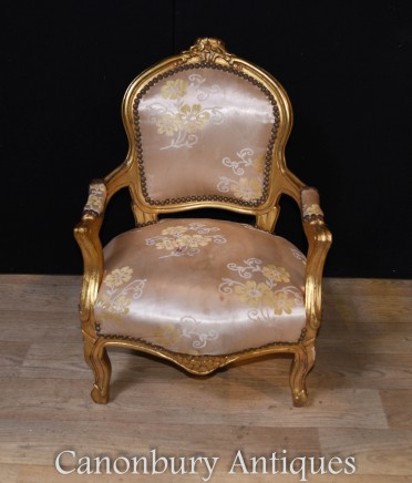 French Childs Arm Chair - Gilt Kids Fauteuil
