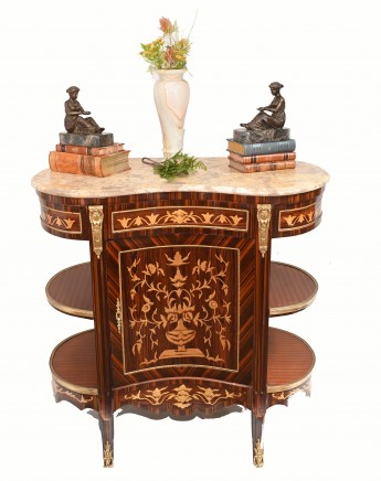 French Cocktail Table Cabinet Empire Floral Inlay
