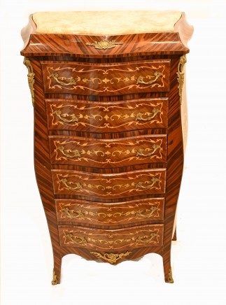 French Empire Chest Drawers Commode Tall Boy Inlay