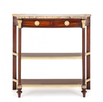 French Empire Console Table Mahogany Marble Top 1860