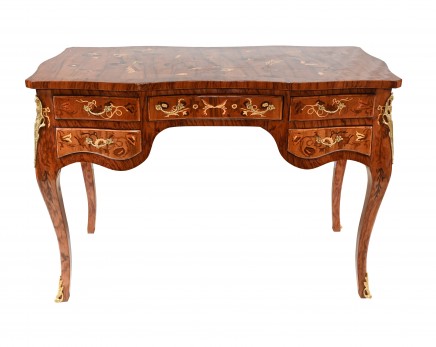 French Empire Desk Floral Marquetry Inlay Writing Table Bureau