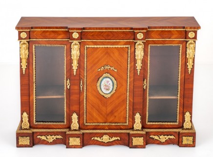 French Empire Sideboard Cabinet Kingwood Sevres Plaques 1860