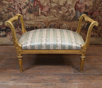 French Gilt Stool Antique Empire Seat 1920