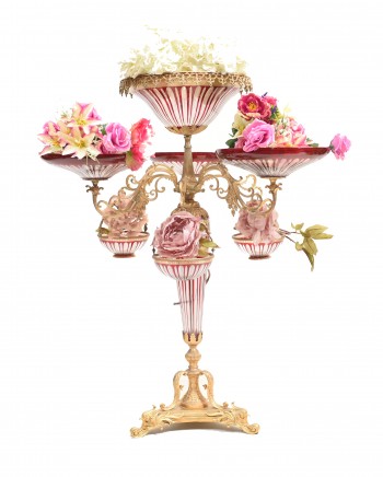 French Glass Epergne Gilt Centrepiece Tiered Dish Empire Display