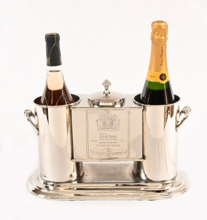 French Silver Plate Wine Cooler Champagne Bucket Chenas Beaujolais