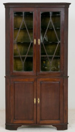 George II Mahogany Corner Cabinet Display Glazed 1750