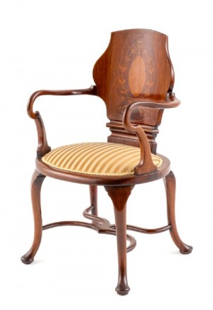Georgian Desk Chair Inlay Mahogany 1890