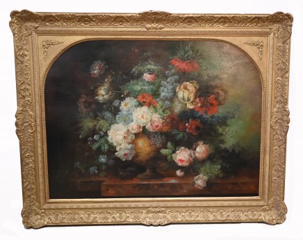 Georgian Oil Painting Still Life Floral Gilt Frame