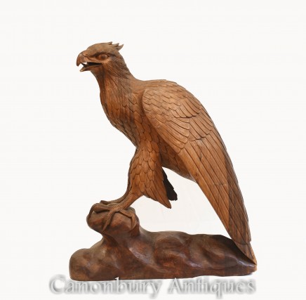 Hand Carved Kestrel - Bird of Prey Falcon Hawk