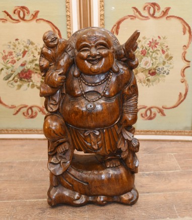 Happy Buddha Statue - Hand Carved Buddhist Art