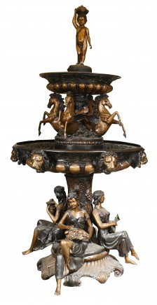 Italian Bronze Fountain - Giant Maiden Cherub Water Feature