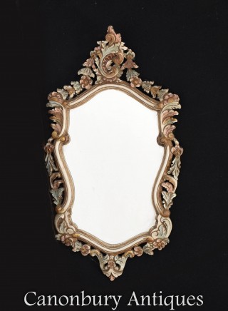 Italian Hall Mirror - Painted Florentine Carved Frame