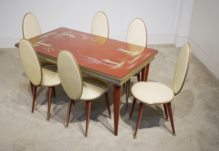 Italian Mid Century Dining Table and Chairs by Umberto Mascagni Chinoiserie Harrods