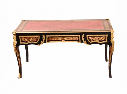 Large Boulle Desk French Bureau Plat Inlay