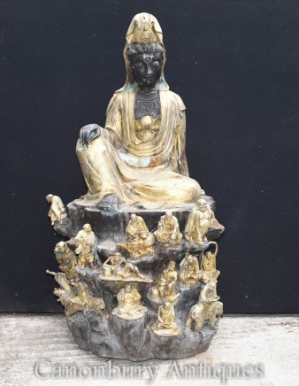 Large Bronze Nepalese Buddha Statue - Buddhism Lotus Pose Buddhist Art