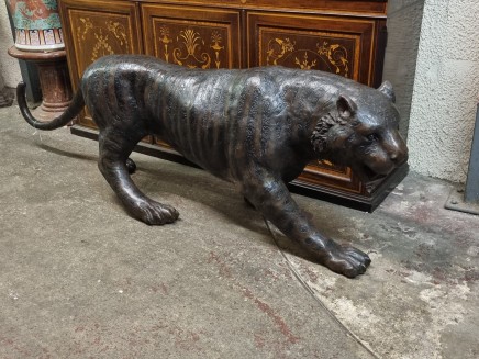 Large Bronze Tiger Cat Statue Lion Panther Casting