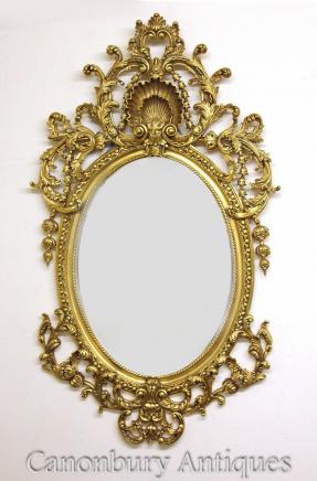 Large Rococo Oval Mirror -French Louis XVI  Gilt Frame